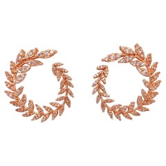 IGI Certified 1.58ct Round Brilliant Pink Diamond Earrings 14K Rose Gold 