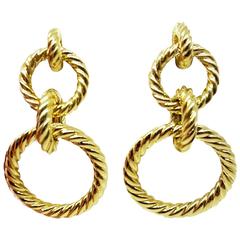 David Yurman Gold Cable Earrings Used David Yurman Gold Cable Earrings