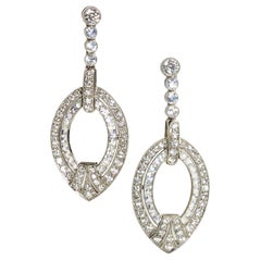 Modern Diamond, Moonstone and White Gold Earrings, 3.50 Carats