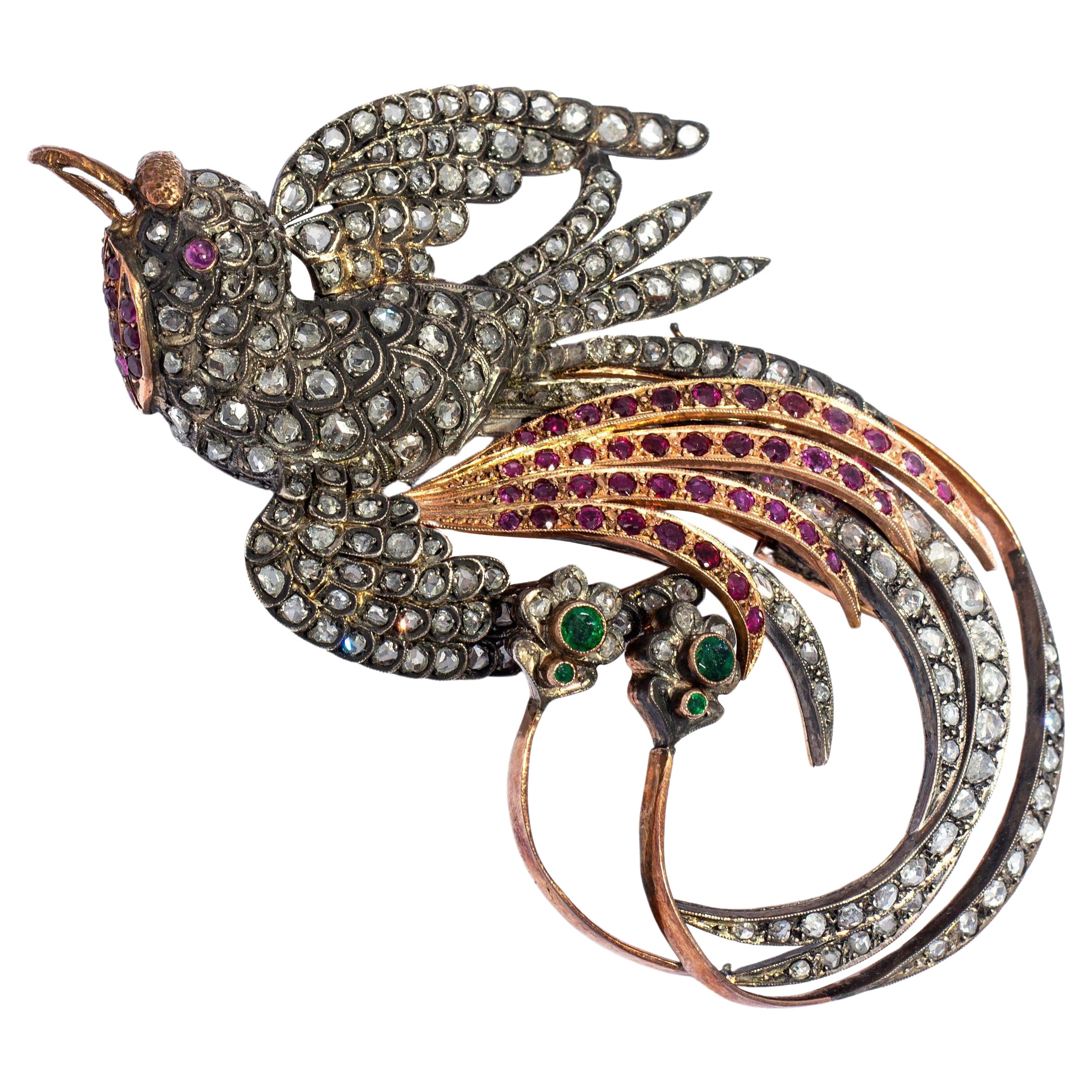 Tiara Convertible Brooch Paradise Bird Diamond Ruby
