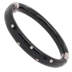 Soho Black Enamel Bangle Bracelet with Diamonds