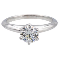 Tiffany & Co. Platinum Solitaire Round Diamond Engagement Ring 1.03 GVS2