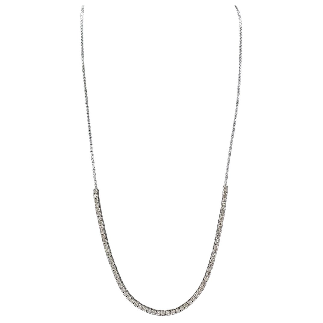 4.10 Cttw Mini Diamond Tennis Necklace 14 Karat White Gold 22'' For Sale
