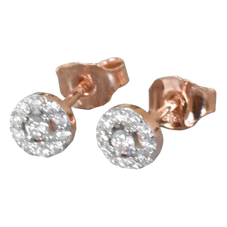 Diamond Studs, Halo Diamond Earrings, Wedding Earrings in 18k Rose Gold, Yellow Gold, White Gold.

These Dainty Stud Earrings are made of 18k solid gold featuring shiny brilliant round cut natural diamonds set by master setter in our studio. Simple