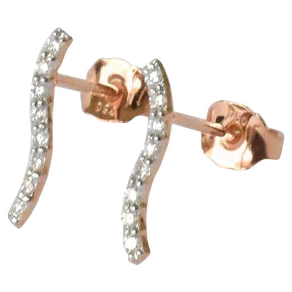 Diamond Twisted Bar Earrings are made of 14k solid gold.
Available in three colors of gold: White Gold / Rose Gold / Yellow Gold.

These Dainty Stud Earrings in 14k Gold featuring shiny brilliant round cut natural diamonds set by master setter in
