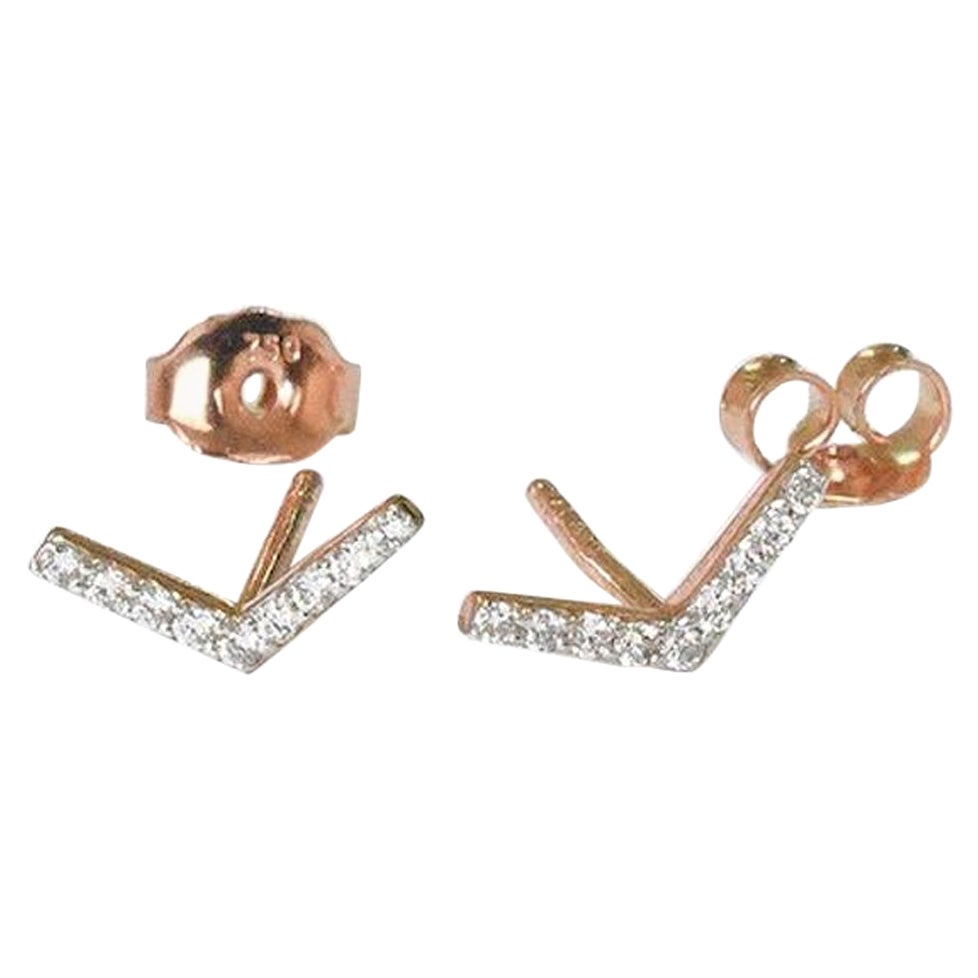 18k Gold Chevron Earrings V Stud Earrings For Sale