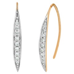 18k Solid Gold Diamond U Threader Earrings Diamond Wire Hoop Earring