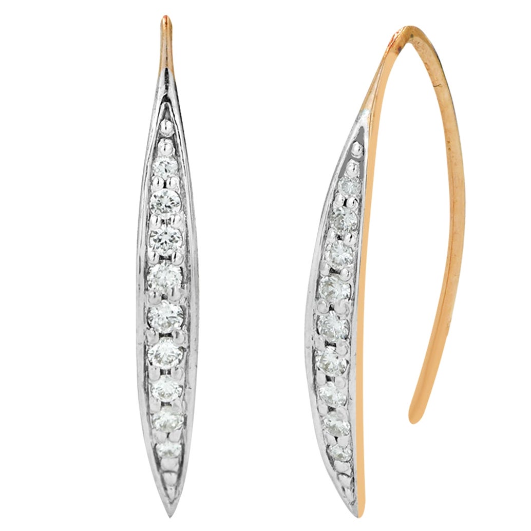 14k Solid Gold Diamond U Threader Earrings Diamond Wire Hoop Earrings For Sale