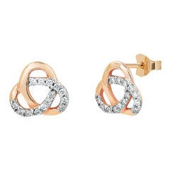 Boucles d'oreilles en or 14k avec diamant et nud d'amour Boucles d'oreilles de marie Anniversaire de mariage