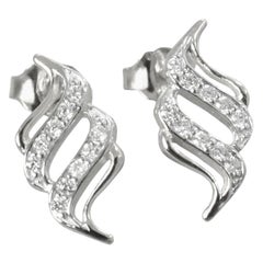 Used 18k Gold Swirl Earrings Diamond Spiral Stud Earrings
