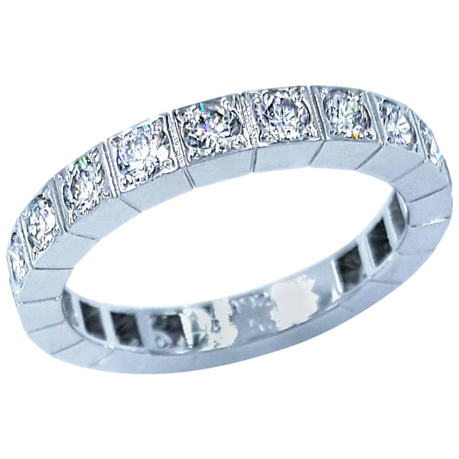 Cartier Lanieres Collection 1.00 Carat of Diamonds & 18kt White Gold Band Ring For Sale