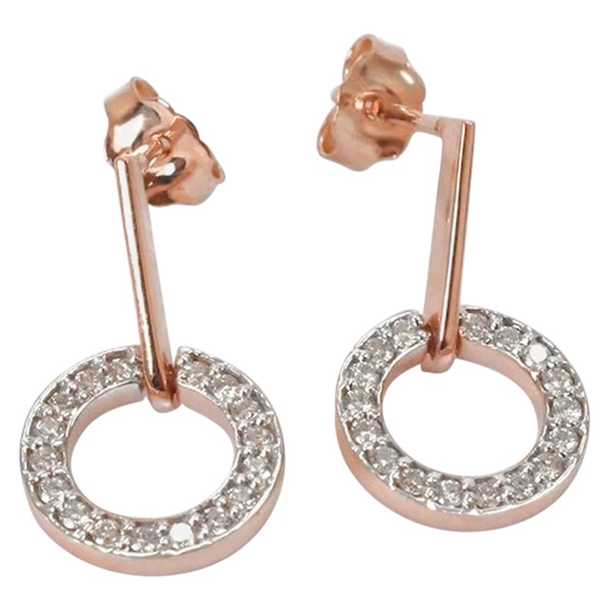 18k Gold Circle Diamond Earrings Round Diamond Stud Earrings For Sale