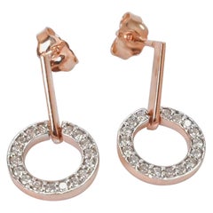 18k Gold Circle Diamond Earrings Round Diamond Stud Earrings