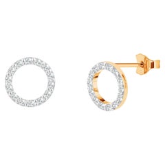 18k Circle Diamond Stud Earrings Round Diamond Studs