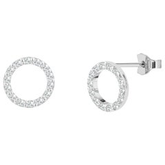 Used 14k Circle Diamond Stud Earrings Round Diamond Studs