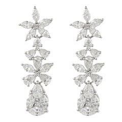 Alexander 8.16ct Illusion Set Diamond Drop Earrings 18k White Gold