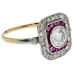 Ruby Diamond Gold Cluster Ring