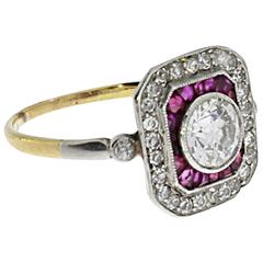 Ruby Diamond Gold Cluster Ring 10
