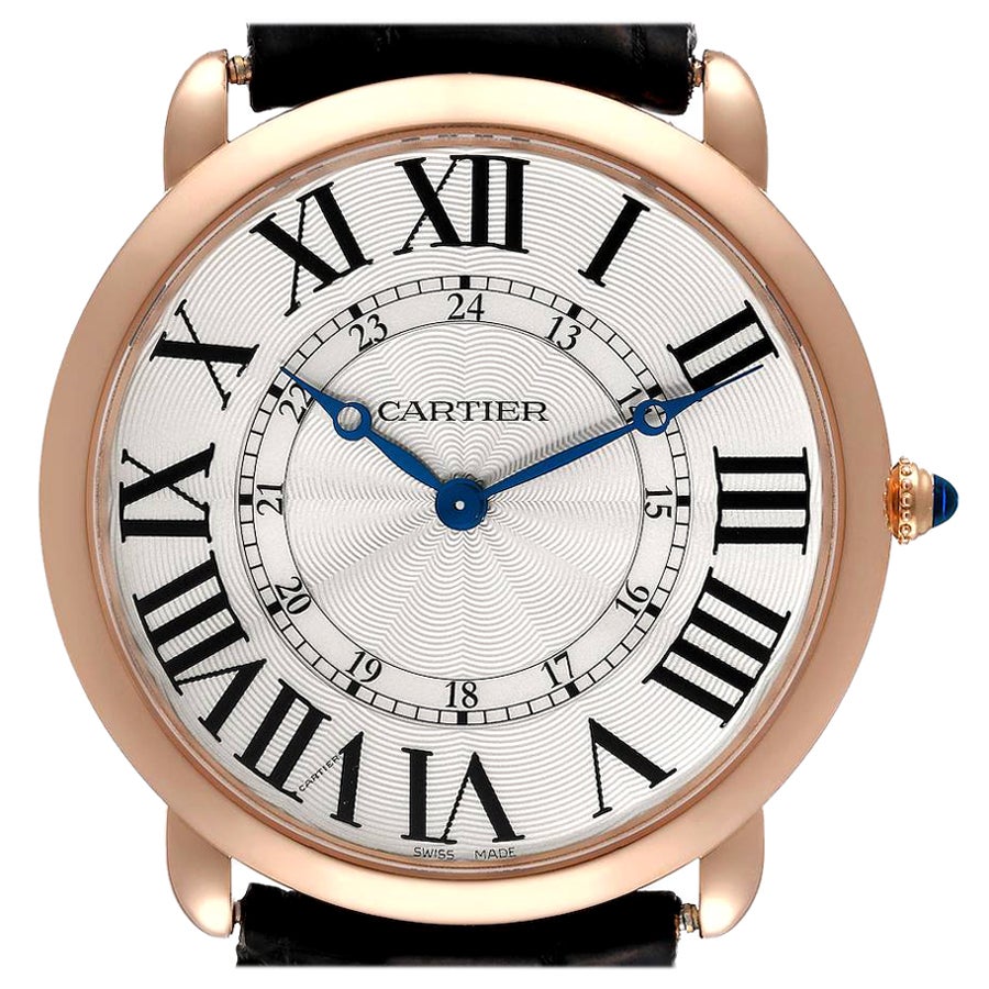 Cartier Ronde Louis Rose Gold Silver Dial Mens Watch W6801004 For Sale
