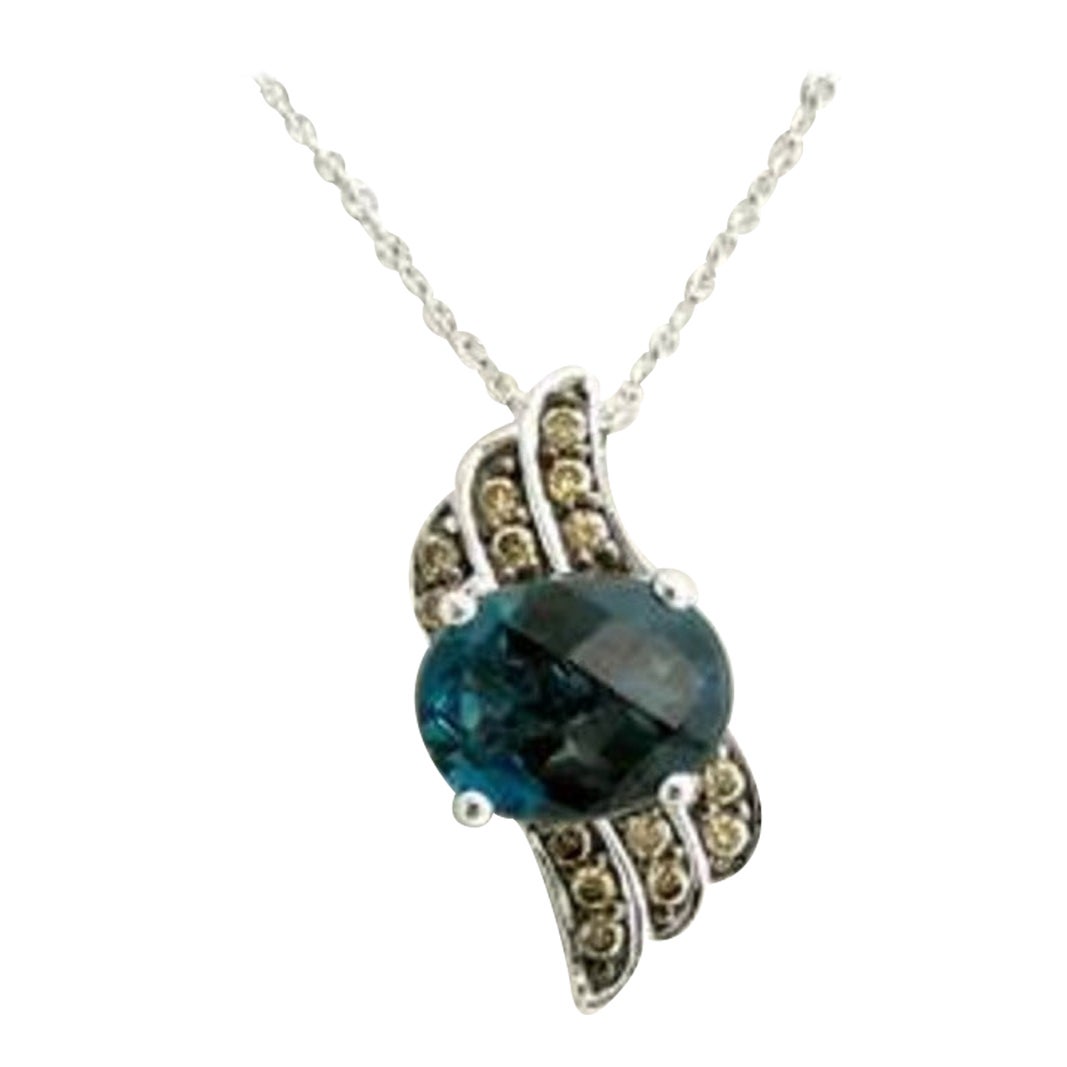 Le Vian Chocolatier Pendant Featuring 2 Cts. Blue Topaz, 1/8 Cts. Chocolate For Sale
