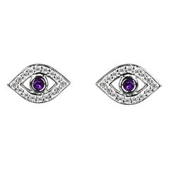 18 Karat Gold Evil Eye Edelstein-Ohrringe Birthstone-Ohrringe