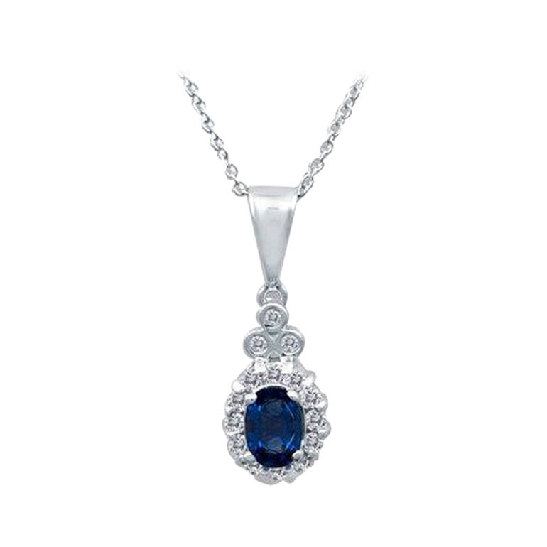 Grand Sample Sale Pendant Featuring 1/2 Cts, Blueberry Sapphire, 1/5 Cts, Vanil For Sale