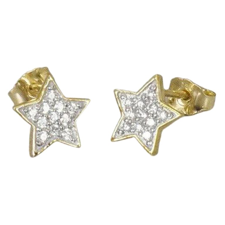 14k Gold Zinn-Diamant-Stern-Ohrstecker Cluster-Diamant-Ohrringe im Angebot