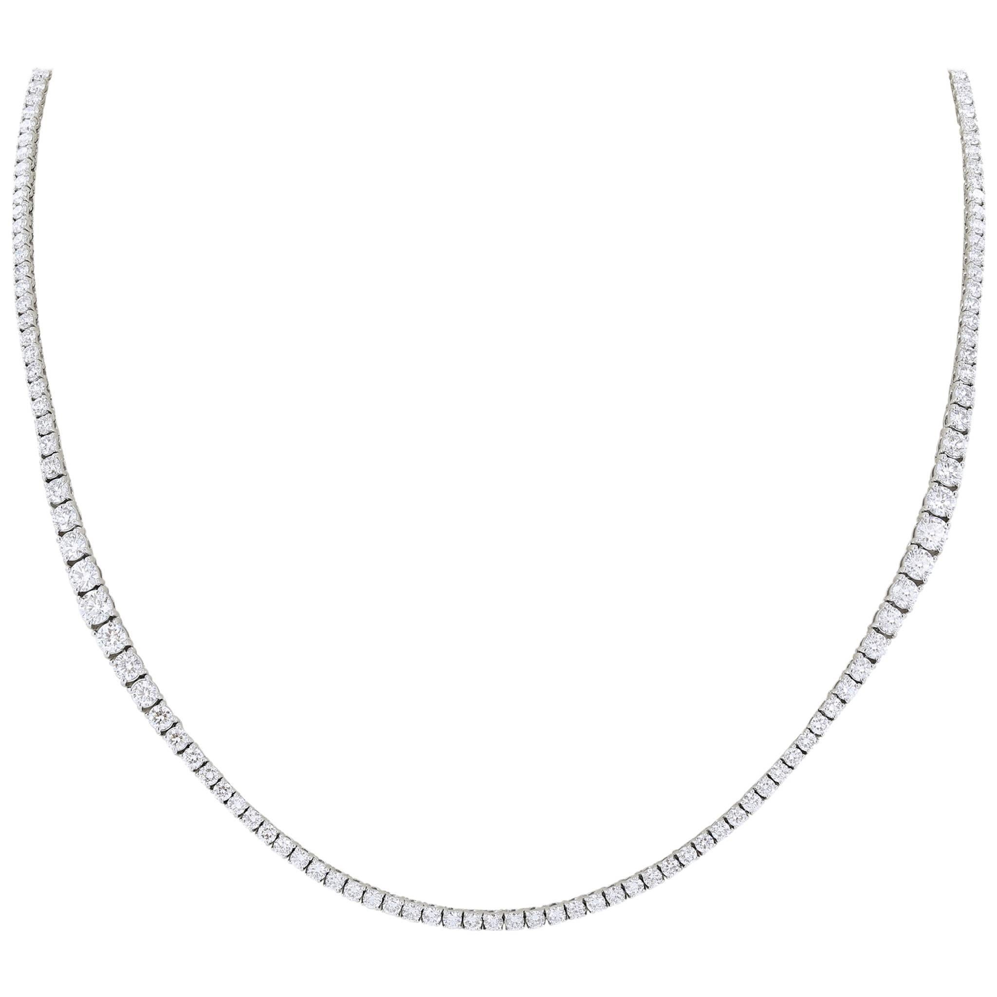 20.87 Carat Diamond Gold Riviere Necklace For Sale