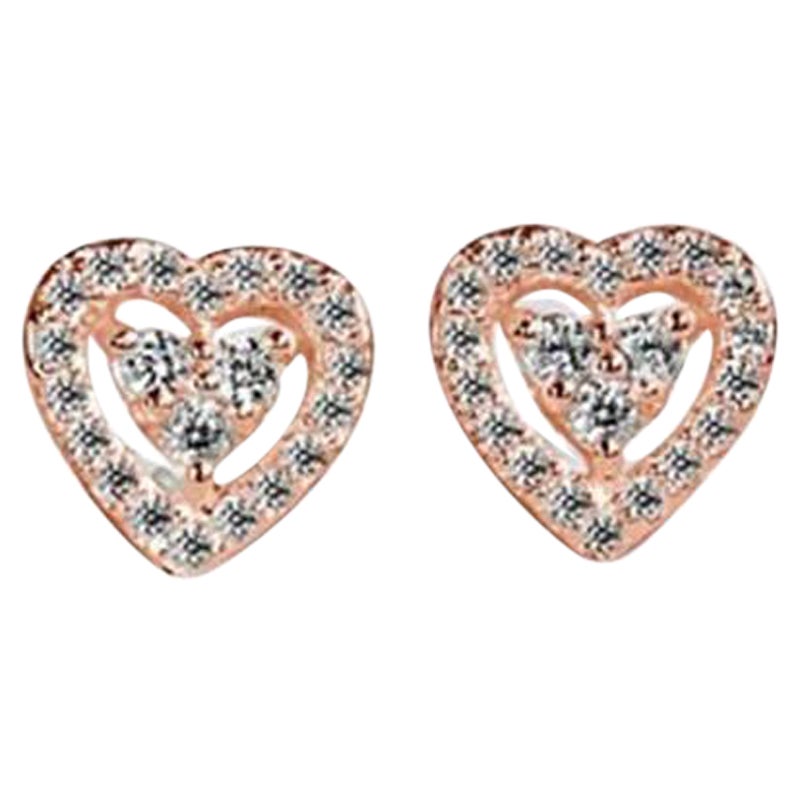 Pendientes de novia de oro de 18 quilates con diamantes en forma de corazón
