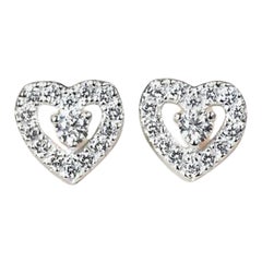 Used 18k Gold Diamond Mini Heart Stud Earrings Heart Shaped Studs