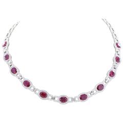Burma Ruby Diamond Platinum Necklace