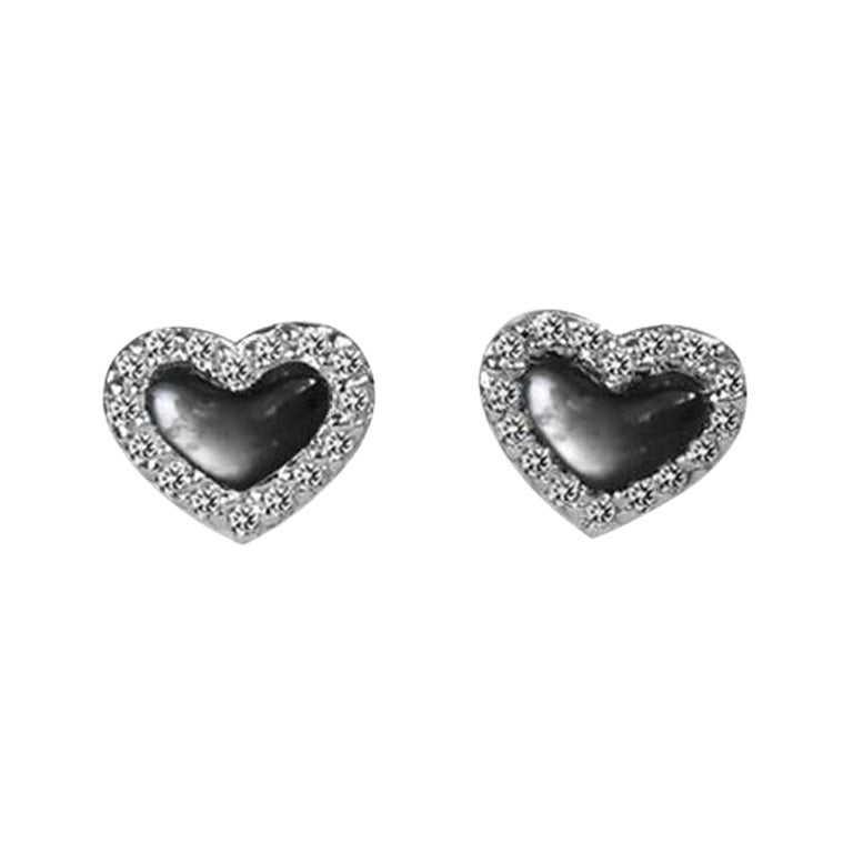 18K Gold Gemstone Heart Stud Earrings Gemstone Option For Sale