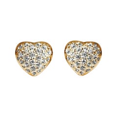 18k Gold Heart Shaped Diamond Earrings Gold Heart Earrings