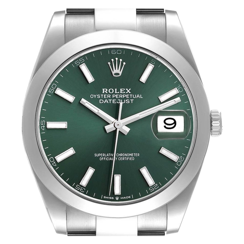 Rolex Datejust 41 Grey Green Wimbledon Dial Steel Mens Watch 126300 Unworn at 1stDibs