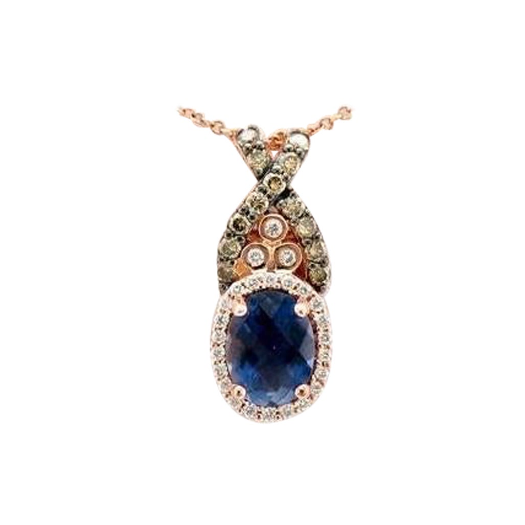 Le Vian Pendant Featuring 7/8 Cts. Iolite, 1/5 Cts. Chocolate Diamonds, 1/8 Ct For Sale