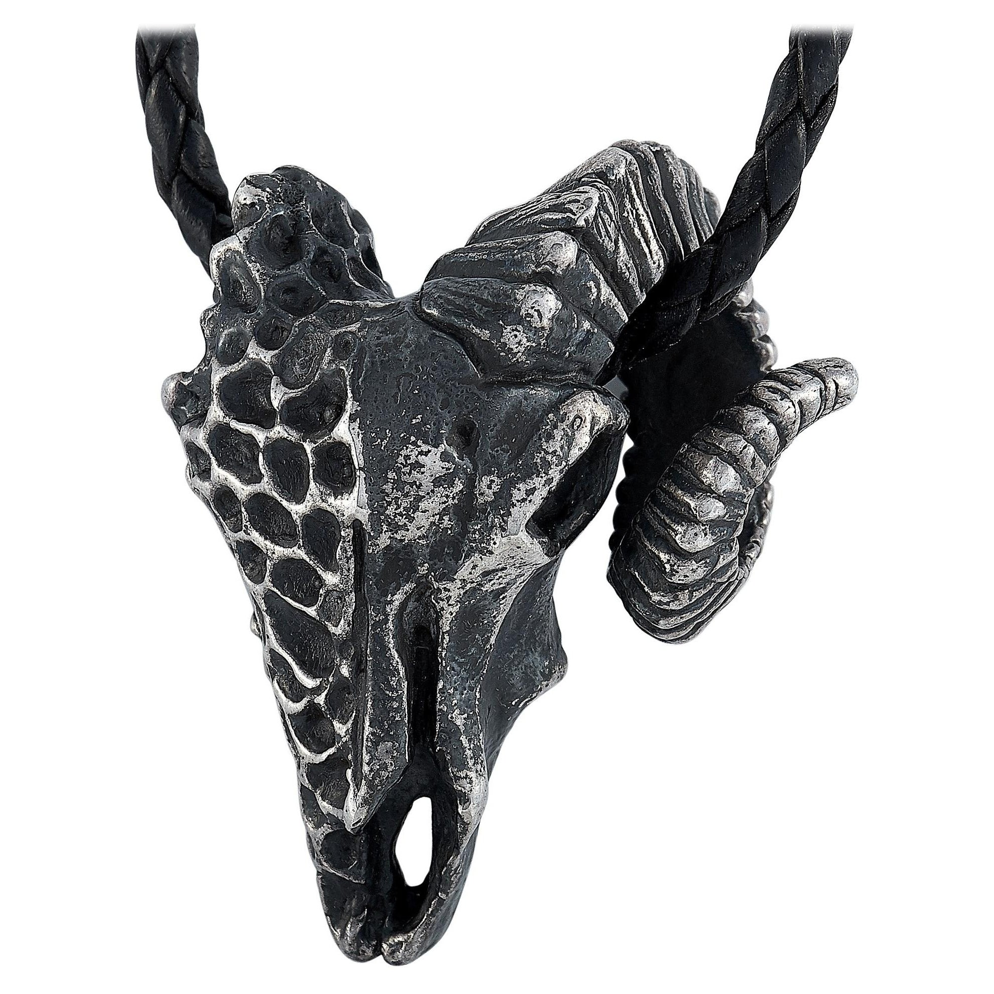 King Baby Silver Ram Skull Pendant Necklace For Sale