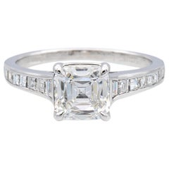 Tiffany and Co. Platinum Legacy Cushion Diamond Engagement Ring 1.77cts Ttl HVVS