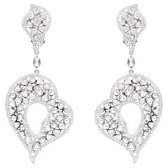 18 Karat 13.51 Carat Diamond Heart-Shape Dangle Cocktail Earrings
