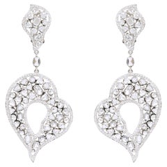18 Karat 13.51 Carat Diamond Heart-Shape Dangle Cocktail Earrings