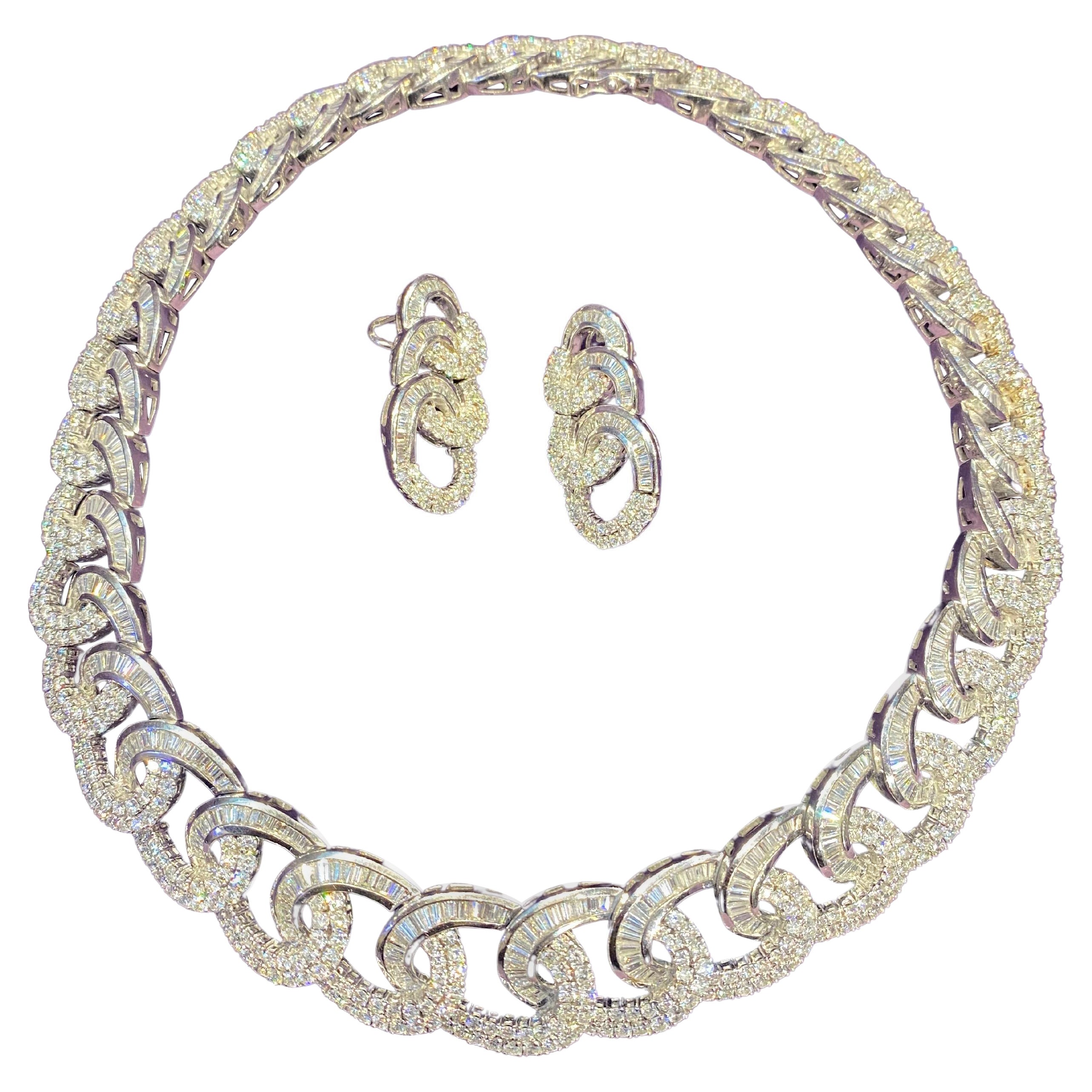 Diamond Necklace & Earrings Set