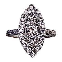 Antique Style Platinum Art Deco Pave Set Diamond Engagement Ring