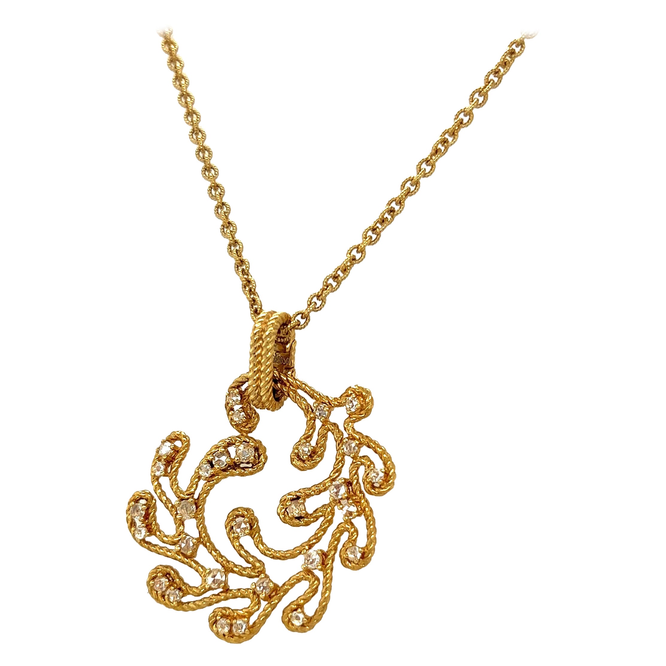 Carrera Y Carrera 18 Kt Yellow Gold Rudeo De Luce Pendant with 0.65cts Diamonds For Sale