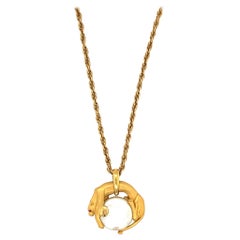 Carrera y Carrera 18KT Yellow Gold Panther Pendant with Pearl