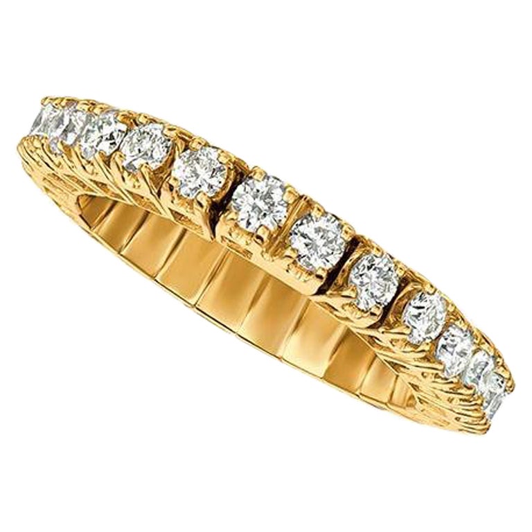2.00 Carat Natural Diamond Stretchable Eternity Band Ring G SI 14K Yellow Gold