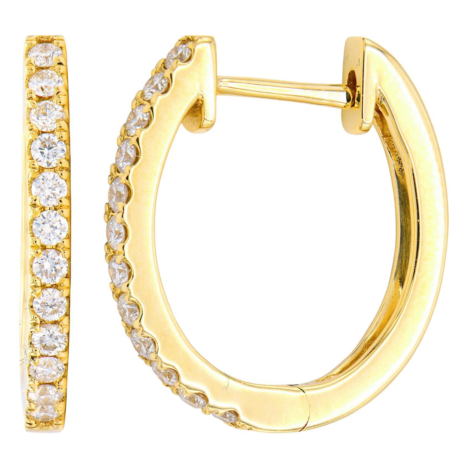 Classic Yellow Gold and Diamond Hoops For Sale