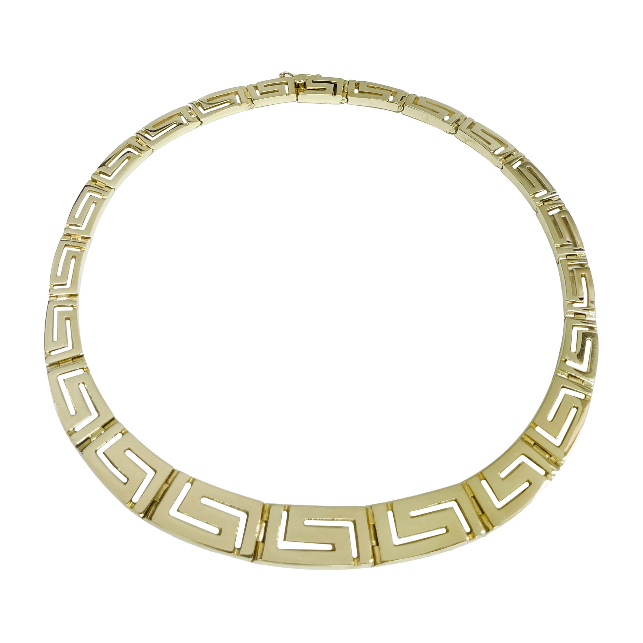 Yellow Gold Greek Key Eternity Necklace For Sale