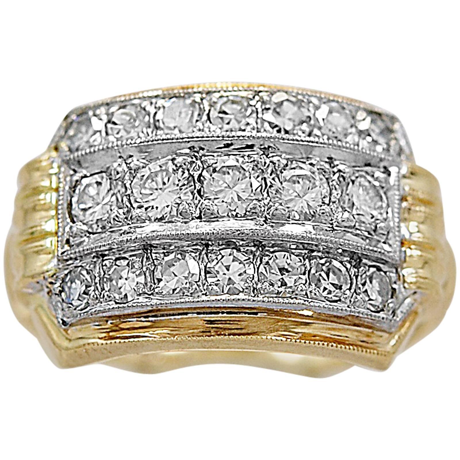 Antique .50 Carats Diamonds Gold Palladium Fashion Ring For Sale