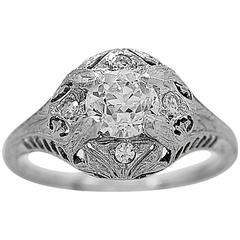 Art Deco .66 Carat Diamond Platinum Engagement Ring