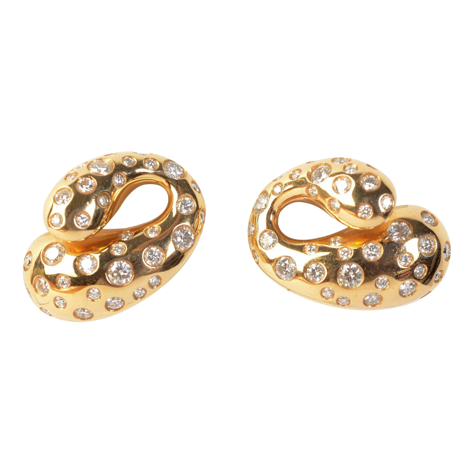 De Grisogono Gold and Diamond Earrings For Sale