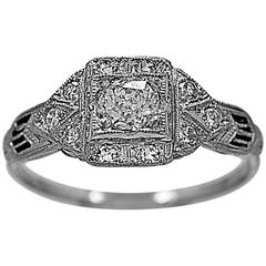 Art Deco .28 Carat Diamond Platinum Engagement Ring